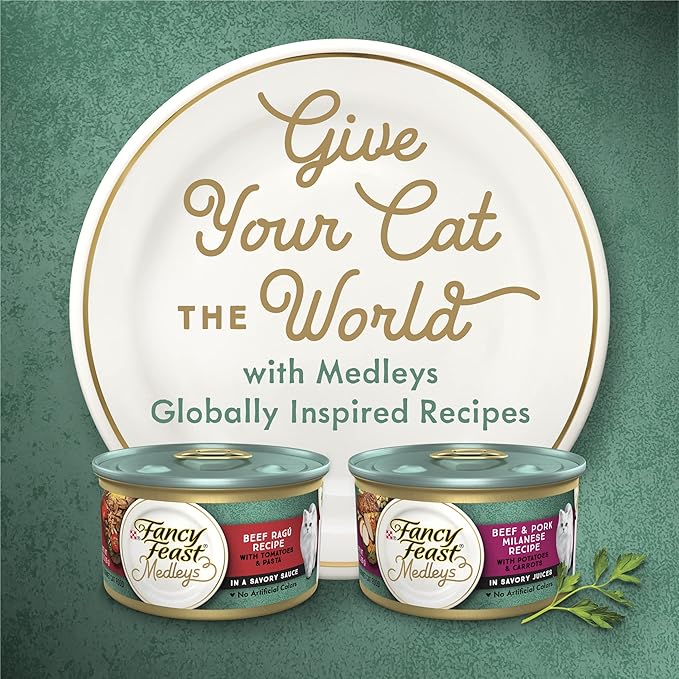 Fancy Feast Purina Medleys Beef & Pork Milanese with Carrots & Potatoes in Savory Juices - 3 oz. Cans,(Pack of 48)