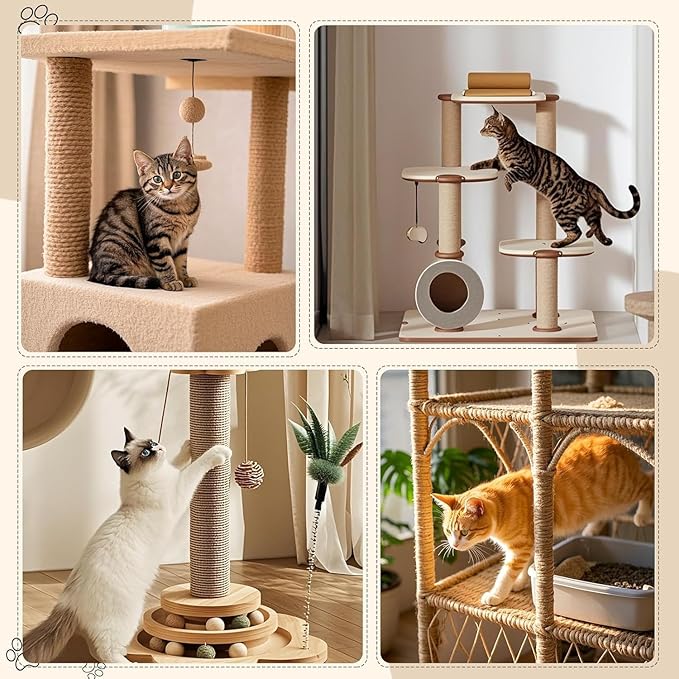 Sisal Rope for Cat Scratcher 1/4" 50 Ft Cat Tree Twine for Repairing Cat Scratching Post Replacement DIY Hemp Rope for Carpet Mat, Pet, and Crafts Gardening Home Decorating (Green