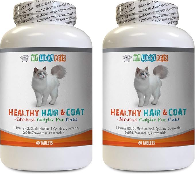 cat Skin Treats - Cats Healthy Hair and Coat - Good Immune Response - Nail Health - Shiny Coat - cat Vitamin b Supplement - 2 Bottles (120 Tablets)