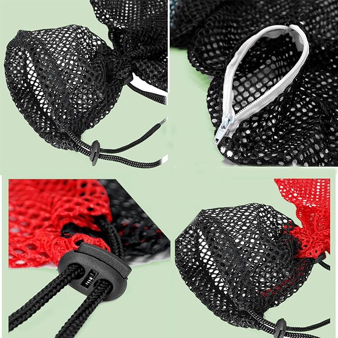 2 PCS Cat Grooming Bag, Mesh Restraint for Bathing and Nail Trimming, Red and Black, Adjustable