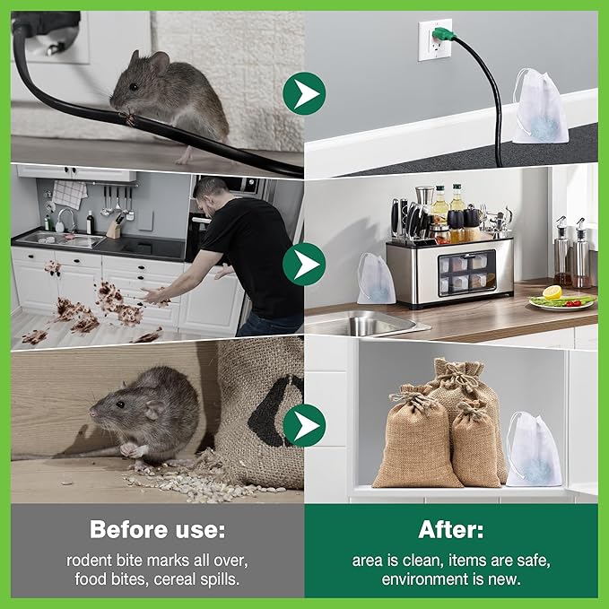 Mouse Rodent Repellent, 24 Pack Peppermint Oil to Repel Mice and Rats– Keeps Rodent Pests Away Effectively-Indoor/Outdoor Use, Safe for Homes & Pets Garden & Home