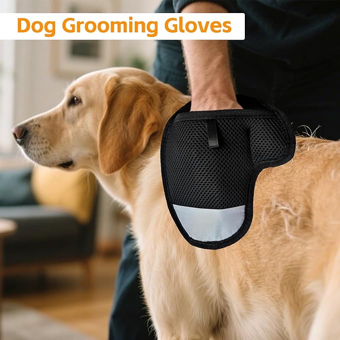 2Pcs Pet Hair Removal Gloves for Dogs & Cats, Electrostatic Pet Hair Remover Tool, Reusable Dog Hair Remover Grooming Gloves Brush Upgraded Removal Mitt