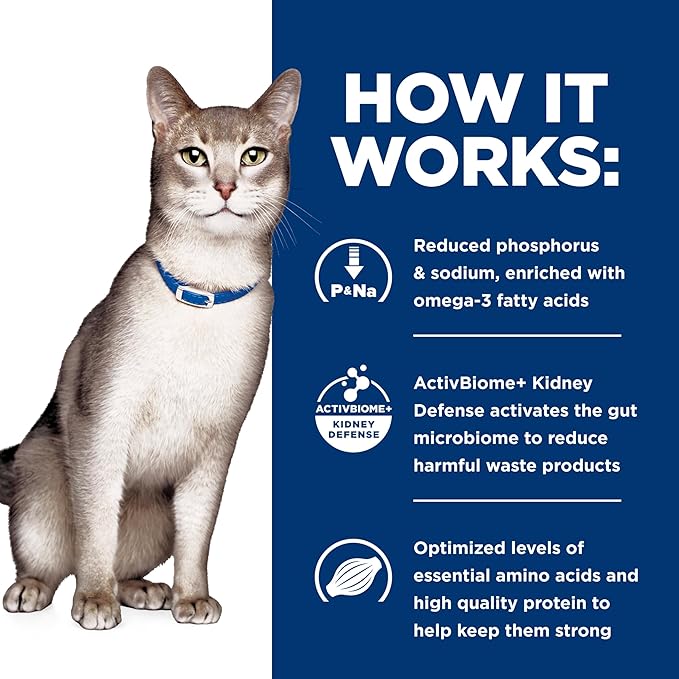 Hill's Prescription Diet k/d Kidney Care with Chicken Dry Cat Food+, Veterinary Diet, 4 lb. Bag