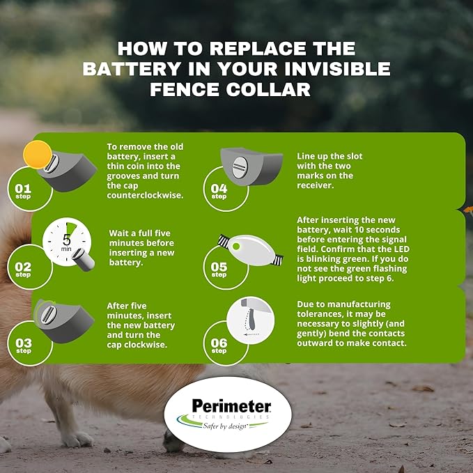 Perimeter Technologies Invisible Fence Collar Battery - Brand Compatible - Includes eOutletDeals Pet Towel (8 Pack)