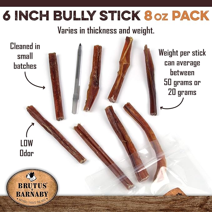 BRUTUS & BARNABY Bully Sticks 8oz + Sweet Potato Kibble Topper 8oz