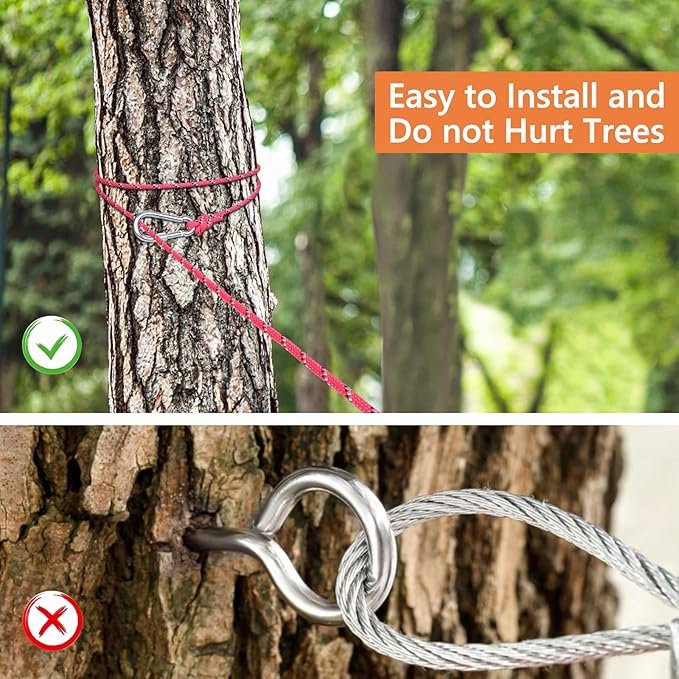 XiaZ Dog Tie Out Cable for Camping, 50ft Portable Overhead Trolley System for Dogs up to 200lbs，Dog Lead for Yard, Camping, Parks, Outdoor Events,5 min Set-up