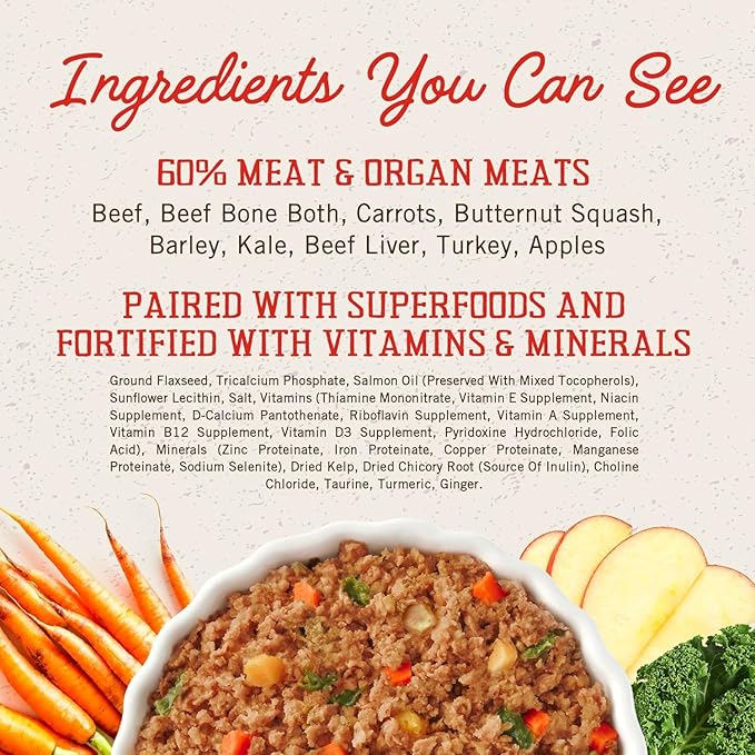 Stella & Chewy's FreshMade Frozen Fresh High-Protein Beef, Barley & Turkey Dog Food, 16-oz Pouch (Pack of 4)