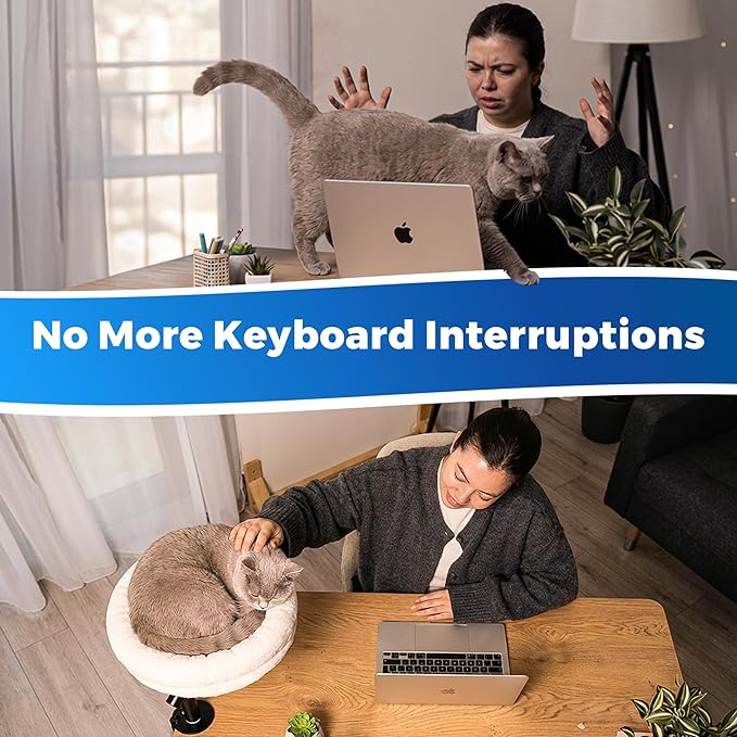 PetLovers Cat Desk Bed - Plush Elevated Desk Bed Attachment with Removable Washable Cushion, 360° Swivel Arm, Secure Clamp - Keeps Your Cat Close While You Work or Play