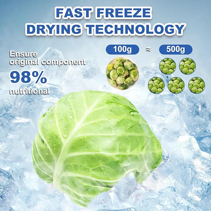 Freeze Dried Brussels Sprouts Treats for Dogs & Cats - Single Ingredient Crunchy Snacks, High Fiber Digestive Health, Hairball Control (3.8oz)