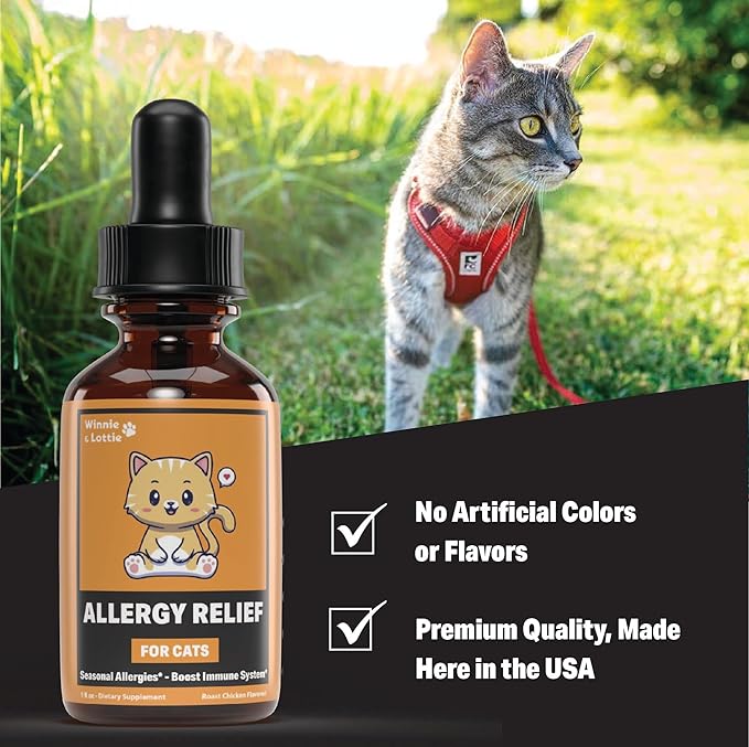 Natural Allergy Relief for Cats | Supports Allergy & Itch Relief for Cats | Cat Allergy | Cat Itch Relief | Cat Itchy Skin Relief | Cat Allergy Relief for Cats | Cat Supplements & Vitamins | 1 fl oz