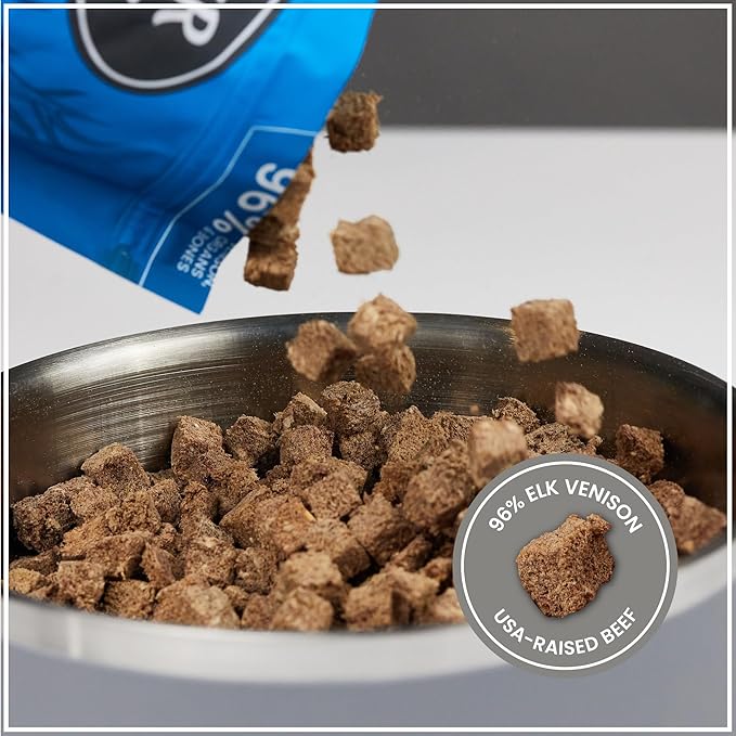 Muenster Freeze Dried Dog Food Topper Bites (5oz) - Farmhaus Elk Freeze Dried Dog Food w/Organic Minerals - Elk & Organ Meats Meal Toppers for Dogs - Dog Treats for Training