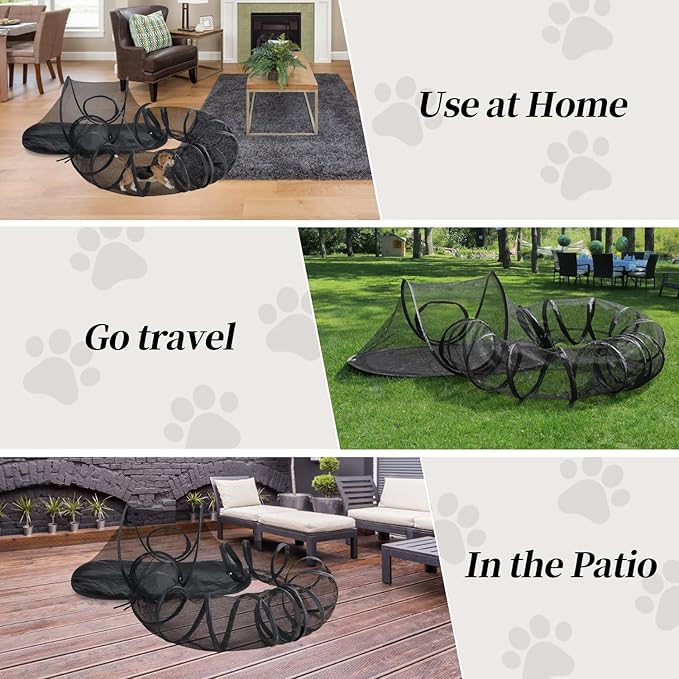 Rest-Eazzzy Outdoor Cat Enclosures, Portable Cat Tent for Outside Enclosure for Indoor Cats, Catio Outdoor Cat Enclosure for Kitty and Small Animals, Cat Playpen with Tunnel, Storage Bag