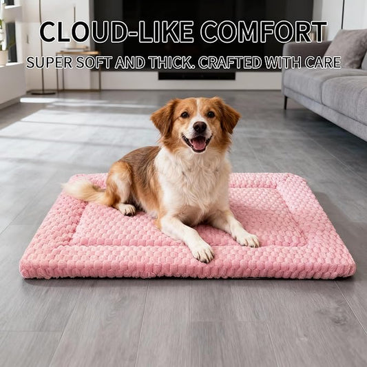 Dog Bed Mat, Reversible Dog Crate Pad - Washable Kennel Mat with Soft Support Foam, Flat Kennel Pad for Dogs & Cats, Double Pet Bed Perfect for Cage (Pink, 30" L x 20" W x 1.5" Th)