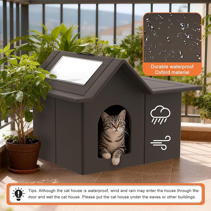 Outdoor Cat House, Weatherproof Pet Shelter for Cats, Durable Cat Bed for Outdoor Indoor, Easy Assembly