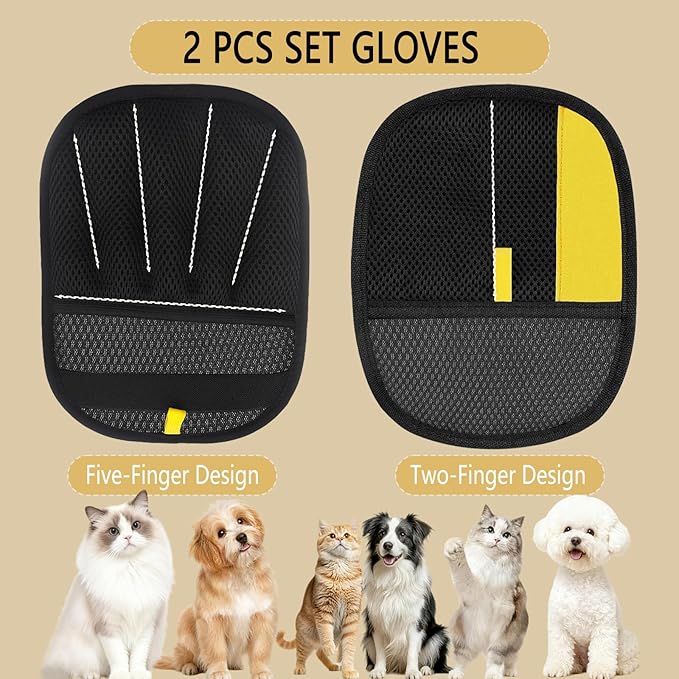2 Pcs Electrostatic Pet Hair Removal Glove, 2025 Newly Magic Brush Pet Hair Remover for Dogs & Cats, Reusable Animal Fur Grooming Tool for Cleaning Hair on Furniture, Couch, Car Seats, Carpet