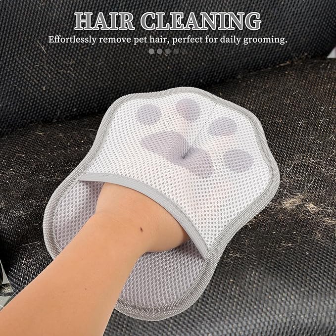 SUPVOX 3pcs Pet Hair Removal Grooming Gloves Static Hair Catcher Reusable for Shedding Bathing Cats and Dogs Gray Electrostatic Cleaning Mitts
