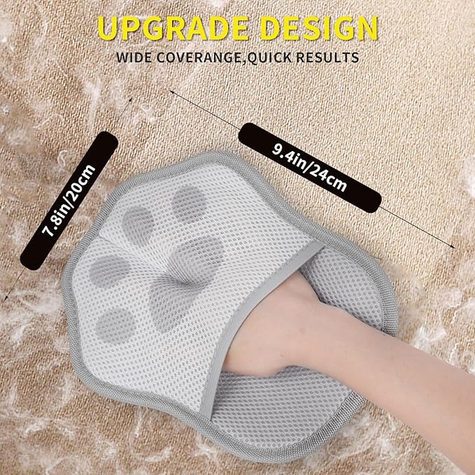 Pet Hair Removal Glove for Dogs and Cats - Electrostatic Pet Grooming Gloves, Washable & Reusable Hair Remover for Furniture, Couch, Carpet, Car Seats & Bedding (Pink)