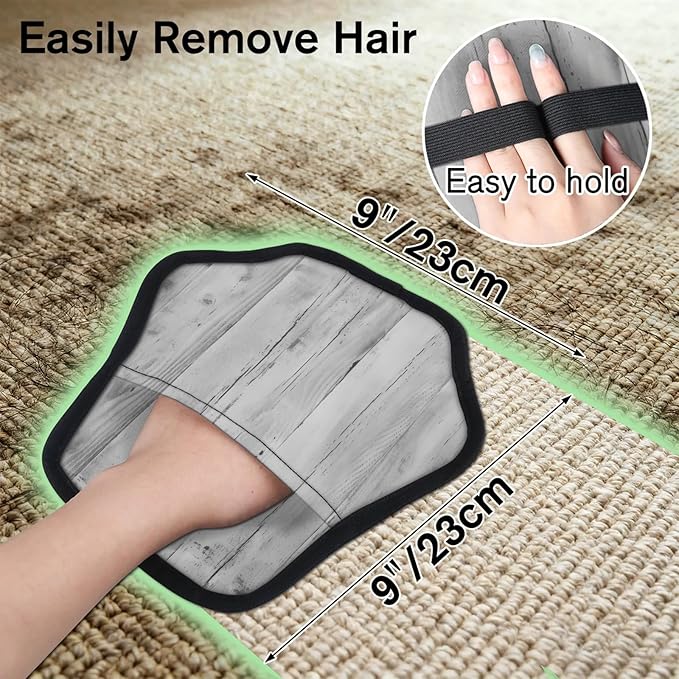Reusable Pet Hair Removal Glove Wood Grain Magic Brush for Cat & Dog Hair Remover for Car, Sofa, Bedding, Clothes - 9x9 Mitt Washable