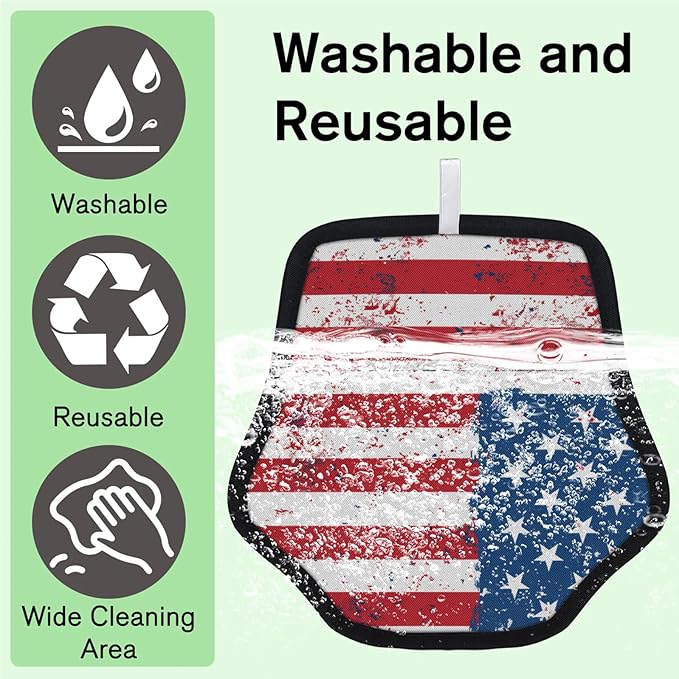 Vintage Stars Stripes Electrostatic Pet Hair Removal Glove for Cats & Dogs - Reusable Grooming Mitt for Couch, Carpet, Car Seat & Laundry - Large 9x9 Inch