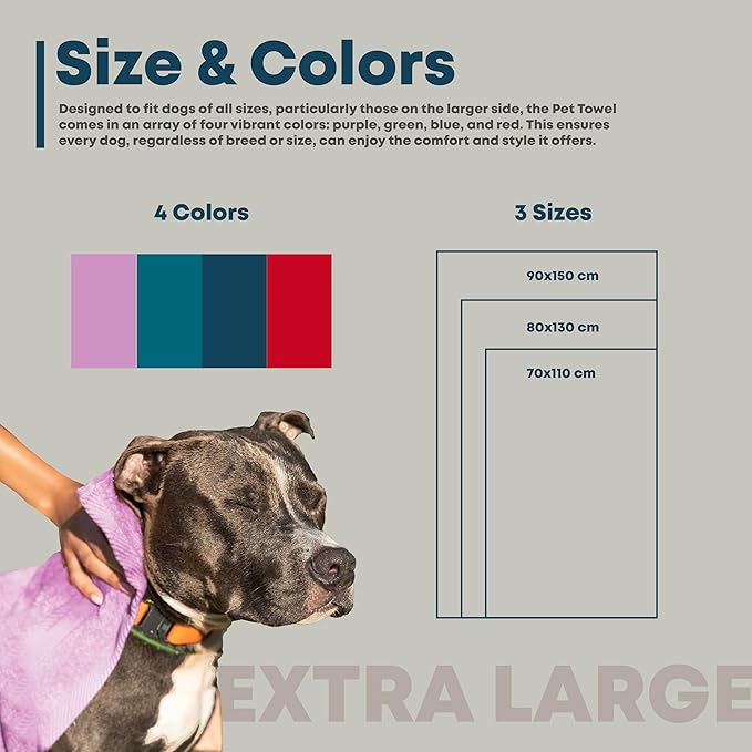 Extra Large Dog Towel Soft Absorbent Bath Pet Towels for Drying Dogs, Elastic Terry Microfiber Soft Towel, Machine Washable, Quick Dry, Multipurpose (L, XL, 2XL) (Green, 2XL)