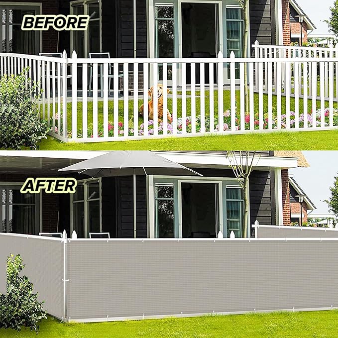 LOVE STORY Balcony Privacy Screen, 3'x16' Deck Shield Screen Fence Cover,UV Protection and Weather-Resistant,3 FT Height for Deck, Patio, Backyard, Outdoor Pool, Porch, Railing, Beige-Grey