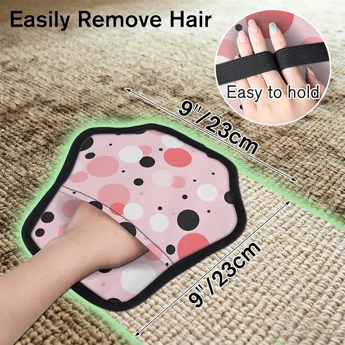 Dots Electrostatic Pet Hair Removal Glove for Cats & Dogs - Reusable Grooming Mitt for Couch, Carpet, Car Seat & Laundry - Large 9x9 Inch