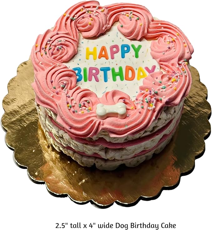 Pink Shiba Big Dog Birthday Cake- Edible Puppy Party Crispy Vanilla Rice Cake, Yogurt Icing Perfect Dog Party Cake Boxed, Iced and Decorated
