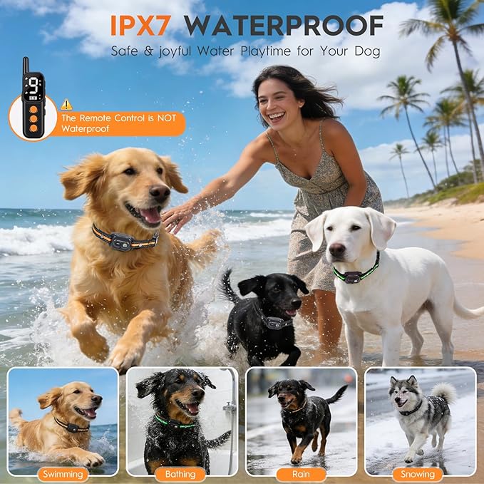 Dog Shock Collar with Remote 3300FT for 3 Dogs, IPX7 Waterproof Rechargeable Training Collar with Beep, Vibration & Safety Shock, Shock Collar for Large Dogs, Small Dogs, Medium Dogs (10-120 lbs)