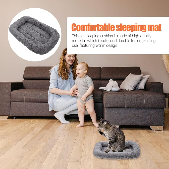 PRETYZOOM Waterproof Anti-Slip Pet Mat Thickened Grey Small Dog Bed Cushion Warm Floor Sleeping Pad for Puppies and Cats Home Pet Supply