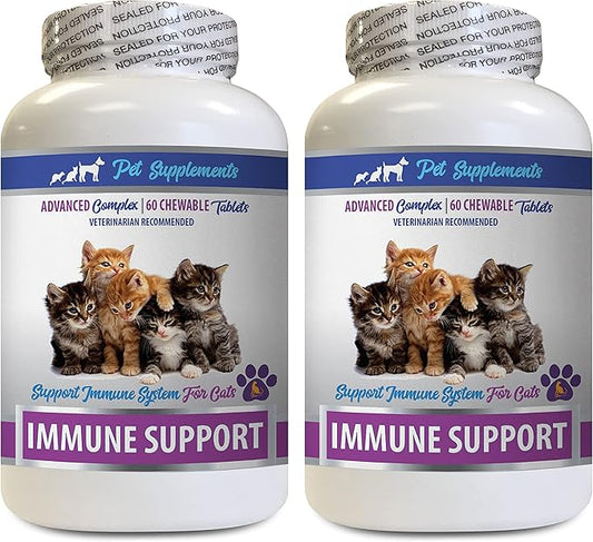 Immune Boost for Cats - CAT Immune Support - Booster - Premium Complex - Treats - cat Turmeric - 2 Bottle (120 Chews)