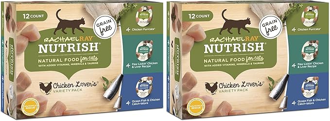 Rachael Ray Nutrish Premium Wet Cat Food, Chicken Lovers Variety Pack, Grain Free, 12 Count (Pack of 2)
