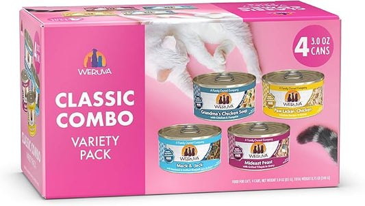 Weruva Classic Cat Food, Classic Combo Trial Variety Pack, 3oz Can, Pack of 4