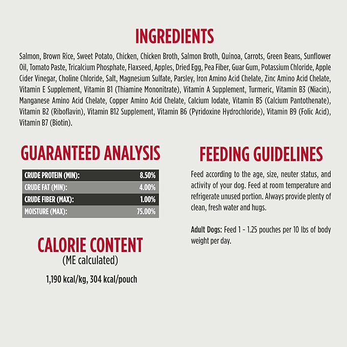Nulo Gently-Cooked Meals Complete and Balanced Adult Wet Dog Food, Salmon & Brown Rice, 9 Oz (Pack of 8)