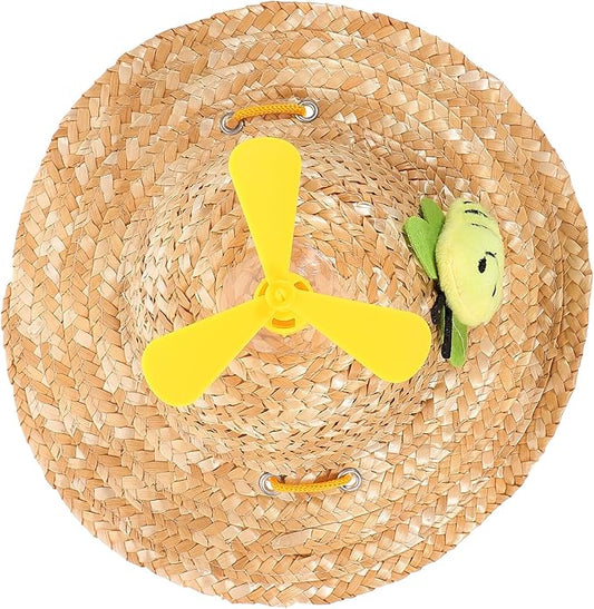 ABOOFAN Pet Straw Hat with Woven Prop, Funny Photo Cap for Dogs and Cats, Large Insect Pattern, Lightweight Summer Pet Supplies for Outdoor and Indoor Use