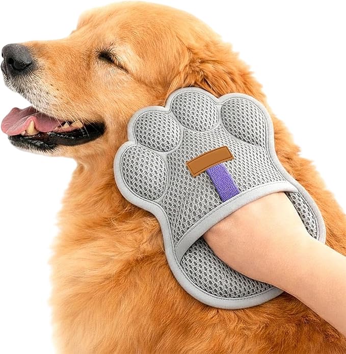 Pet Hair Removal Glove, Reusable Washable Scrubber, Static Hair Removal Mitt for Cats and Dogs, Soft Rubber Massage Bristles, Grooming Tool for Long and Short Coats, Versatile Glove for Carpets