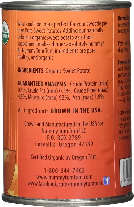 Nummy Tum Tum, Dog Pure Sweet Potato Organic, 15 Ounce