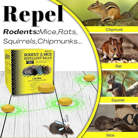 Rodent & Mice Repellent,Squirrel Repellent,Indoor/Outdoor/Car Engine Protection,Long-Lasting Peppermint Oil Formula,Safe for Pets & Kids,30-60 Days Effective Mouse Deterrent