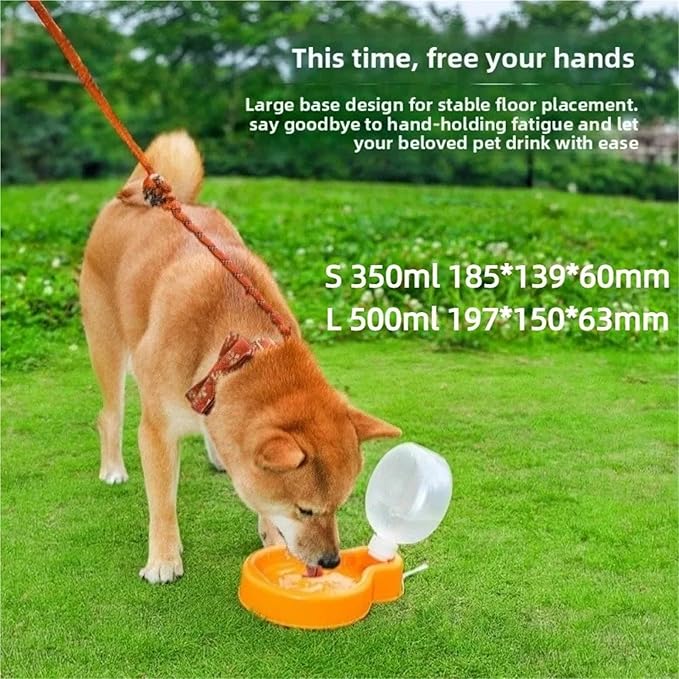 Portable Leak-Proof Pet Water Bottle - 2pcs Folding Cat Dog Water Bowl, Food Grade Feeding Supplies(Orange,500ml)