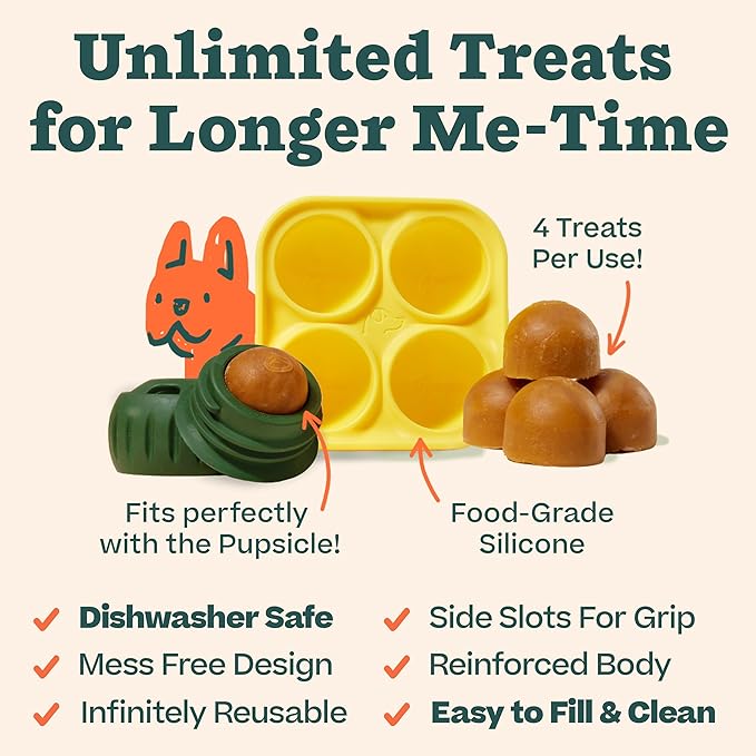 WOOF Pupsicle and Treat Tray - Long-Lasting Interactive Dog Ball Toy and Silicone Dog Treat Mold - Keep Your Pup Busy - Easy to Clean - Dog Toys for XL Dogs 75 lbs and Up