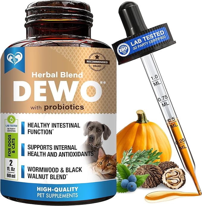 Natural Intestinal Defense for Dogs & Cats – Herbal Cleanse with Black Walnut & Probiotic – Promotes Healthy Gut & Flora Balance – Advanced Broad Spectrum Formula – Made in USA