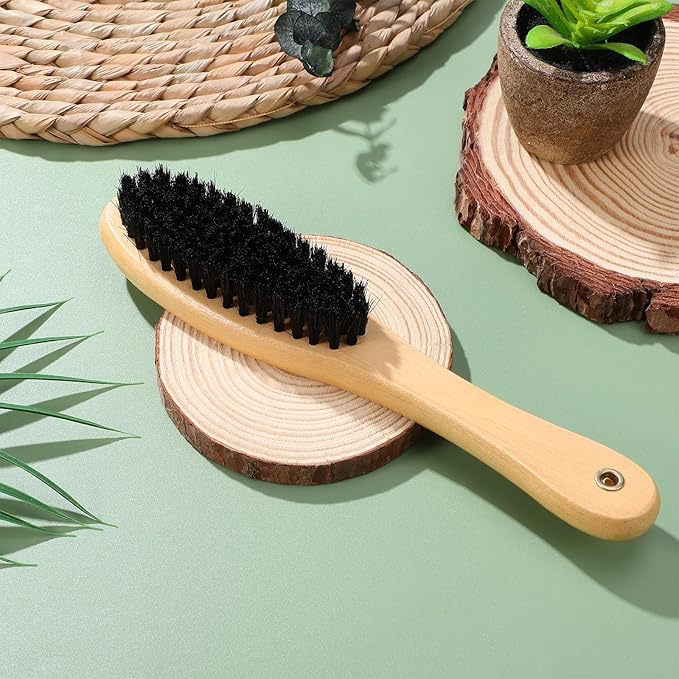 TOYANDONA Wood Handle Boar Bristle Cat Brush Clothes Cleaning Brush with Long Handle Indoor Cat Grooming Tool for Pet Hair Removal and Fabric Care