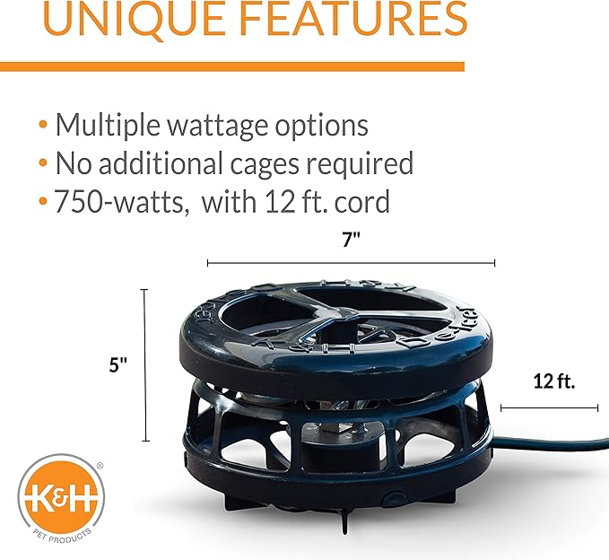 K&H Pet Products Pond Heater for Outdoor Ponds with Fish, Deluxe Thermo-Pond Perfect Climate Deicer, Winter Oxygen Exchange for Live Fish, Thermostatically Controlled, Safety Listed - 7in 750W
