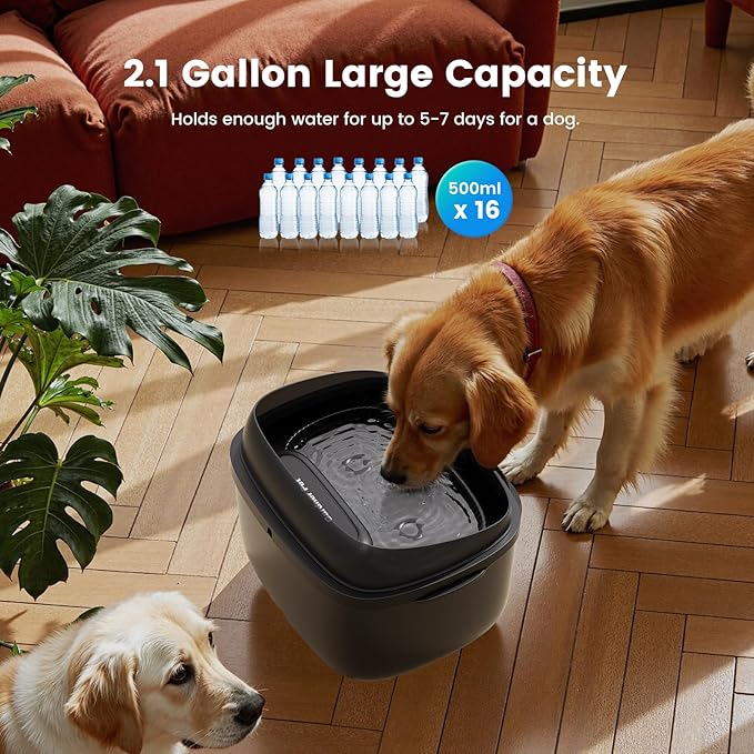 Gardner Pet Dog Water Fountain for Large Dogs, 8L/2.1Gal Large Capacity Automatic Dog Water Bowl Dispenser with Vortex Circulation, UV&Maifan Stone Filter, Quiet Dog Water Bowl(Without Adapter)