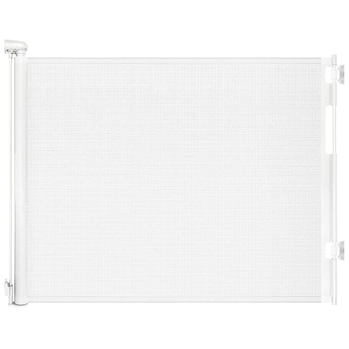 Retractable Baby Gates for Doorways, Mesh Dog Gate for Stairs, Pet Gate Indoor, Extends to 55" Wide 33" Tall, Safety Toddlers Gates for Hallways, Indoor & Outdoor Use, White
