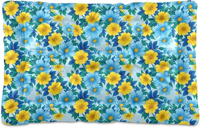 Dog Bed for Crate Washable Pet Sleep Pad, Floral Print Kennel Mat with Non-Slip Bottom, Soft Fluffy Supplies Pet for Dogs and Cats (36x24 inch)