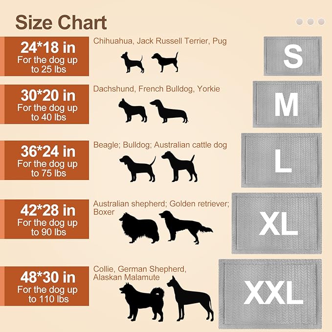 BEAUTYZOO Dog Bed Crate Mat Washable, Dog Kennel Pad for Small Dogs, Anti-Slip Soft Fluffy Puppy Sleeping Mattress for Cages, Durable Cozy Pet Travel Car Bed 24 x 18 Inch, Gray Wheat