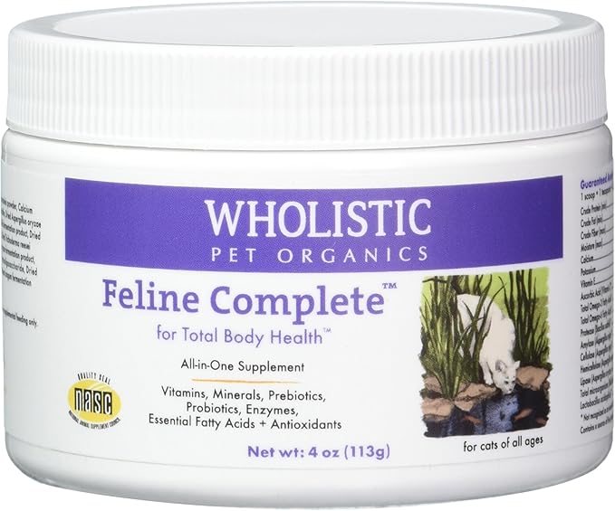 Wholistic Pet Organics Feline Complete - 4 Oz - Multivitamin & Probiotic Powder for Cats - Natural Cat Food & Digestive Support