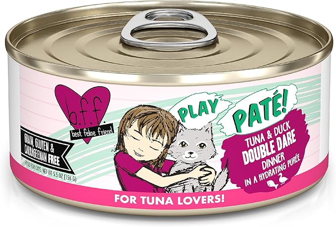 Weruva B.F.F. Play - Best Feline Friend Paté Lovers, Aw Yeah!, Tuna & Duck Double Dare with Tuna & Duck, 5.5oz Can (Pack of 8)
