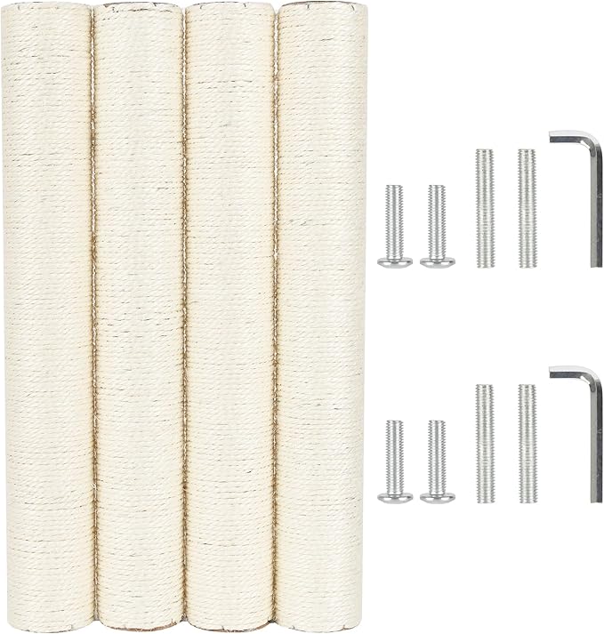 4 PCS 7.4cm 2.91in Diameter Cat Scratching Post Replacement Sisal Pole (50cm/19.69in, M10)
