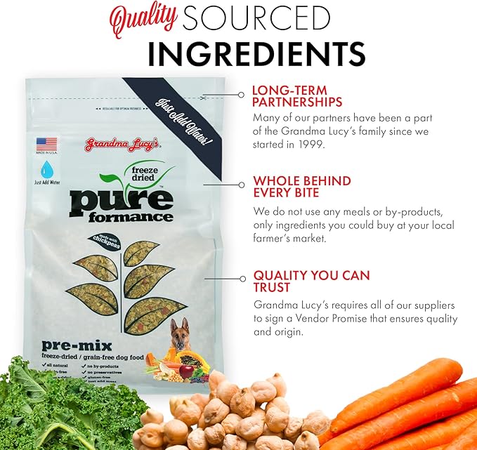 Grandma Lucy's PUREformance Pre-Mix Dog Food, Grain Free and Freeze-Dried - 3Lb Bag